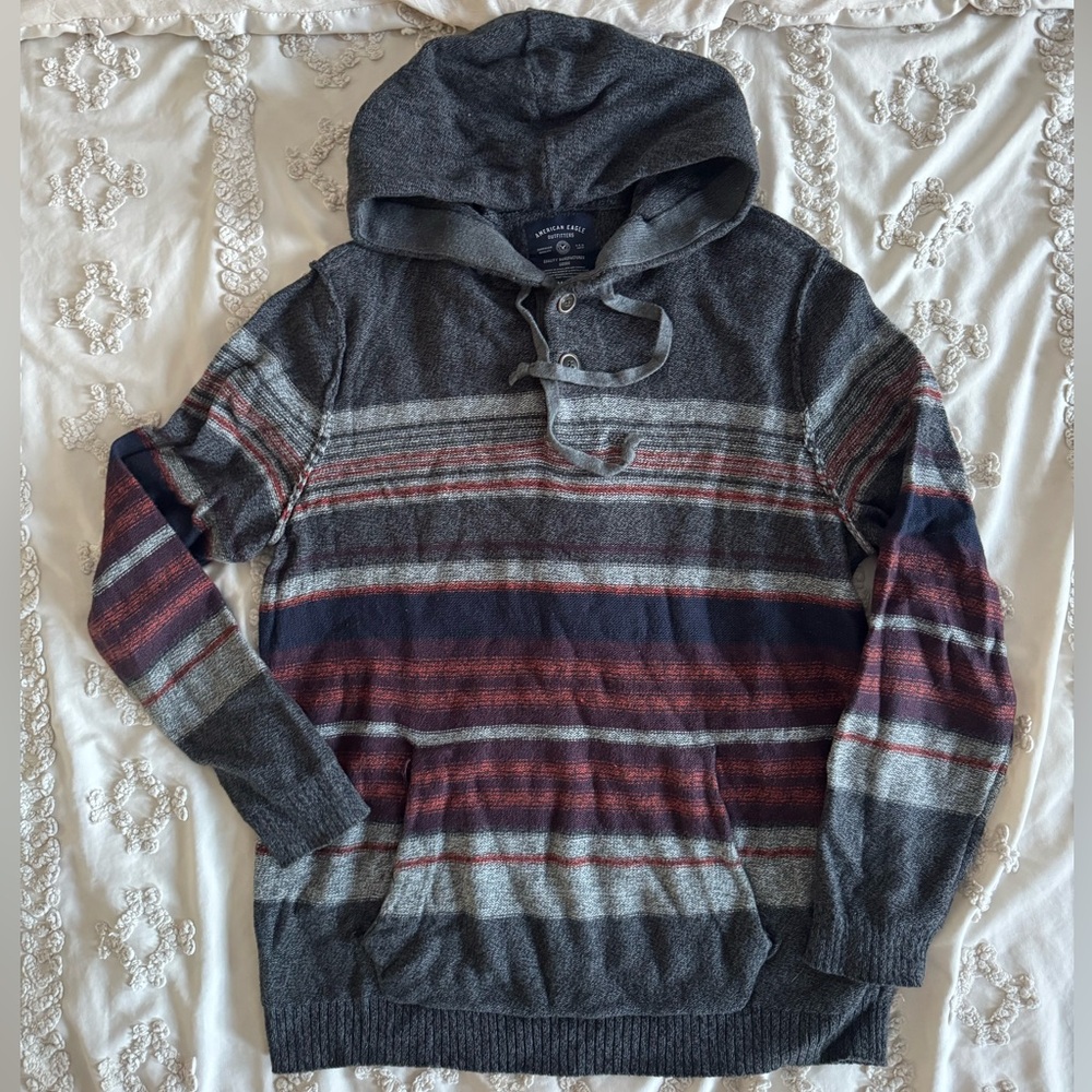 American Eagle Outfitters Gray Button-Up Hoodie